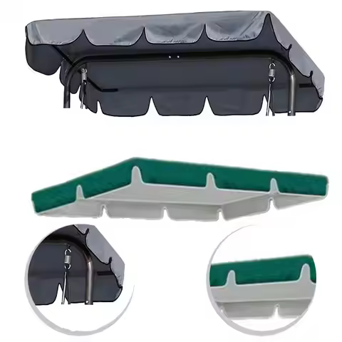 420D Swing Chair Canopy Outdoor Courtyard Garden Chair Top Shading Cloth 210x145x18CM Green Gray Oxf