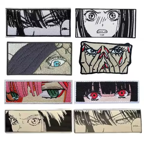 Anime Character Eyes Gojo Satoru Metal Hook&Loop Patch Embroidery Morale Badge on Backpack Hot Melt 