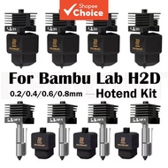 A H2D H2S Hotend Kit with 0.2/0.4/0.6/0.8mm Hardened Steel Nozzle, Replacement Hotend Kit for Bambu 