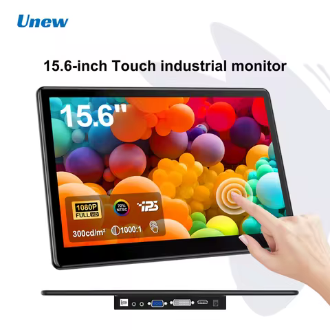 Unew 15.6" 1080P IPS Industrial Touchscreen Monitor HDMI Type-C VGA DVI for Raspberry Pi