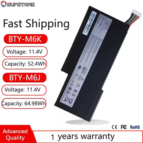BTY-M6J,M6K Laptop Battery For MSI GF63 GF75 GS73 WF65 WF75 WP75 GS63 WS63 MS-17B4,17F1,17B3,16W1,16