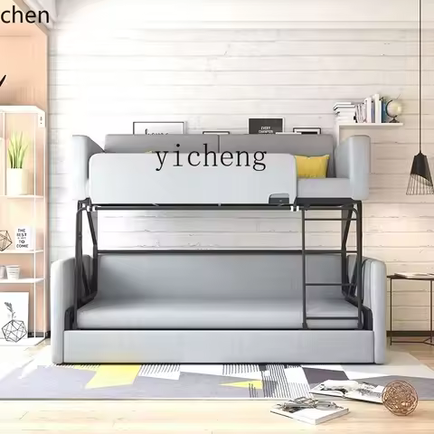 b7-simple double folding sofa bed single leisure living room sofa three-fold bed upper and lower bun
