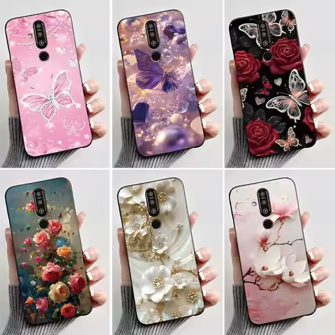 Case For Nokia 8.1 plus X71 Phone Case Luxury Fashion Butterfly Flowers Black Soft Slim Silicone Cov