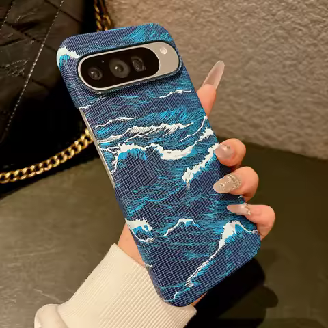 Kevlar Ocean Wave Texture Plastic For Magsafe Magnetic Case For Google Pixel 7 8 9 10 Pro XL 10A 9A 