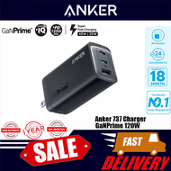 Anker เครื่องชาร์จ737 GaNPrime 120W PPS 3-Port Fast Compact ที่ชาร์จพับได้แบบติดผนังสำหรับ MacBook P