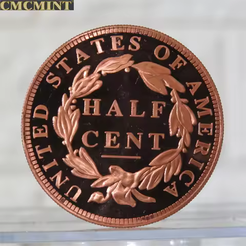 Custom Copper Coin 1 Oz 999 Fine Copper 1851 Braided Hair 1/2 Cent Round Antique Copper Coin