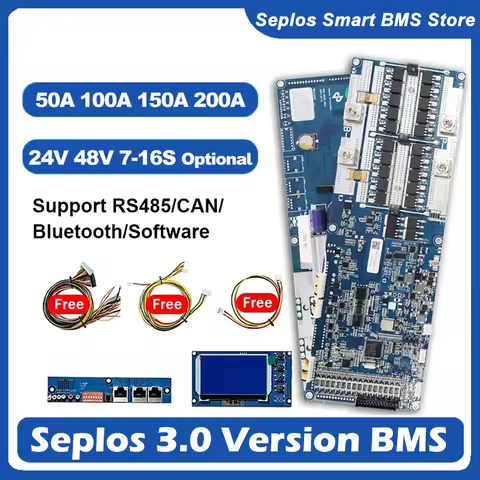seplos bms 3.0 Smart bms 100A/150A/200A 24V/48V 13S 14S 8S 15S 16S LFP With Bluetooth LCD Screen BMS