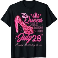 This Queen Was Born On July 28 High Heels July 28Th Birthday T-Shirt