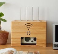 木頭防塵盒  WiFi路由器電源收納盒 居家收納