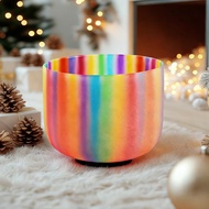 Hye-eun Rainbow 8inch 432hz/440hz/528hz Handmade Quartz Crystal Singing Chakra Bowl for Sound Healin