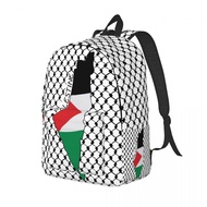 Palestine กระเป๋าสะพายหลังแผนที่โลก Kufiya Hattaกระเป๋าเป้สะพายหลังนักเรียนกลางแจ้ง Keffiyeh Daypack