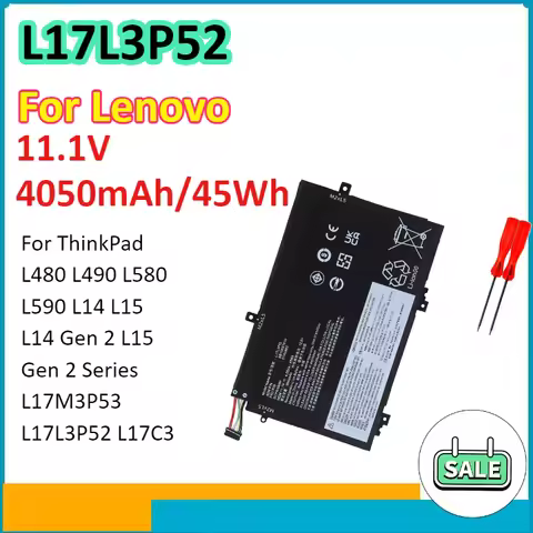 L17C3P52 4050mAh Laptop Computer Battery for Lenovo ThinkPad L480 L490 L580 L590 L14 L15 L14 Gen 2 L