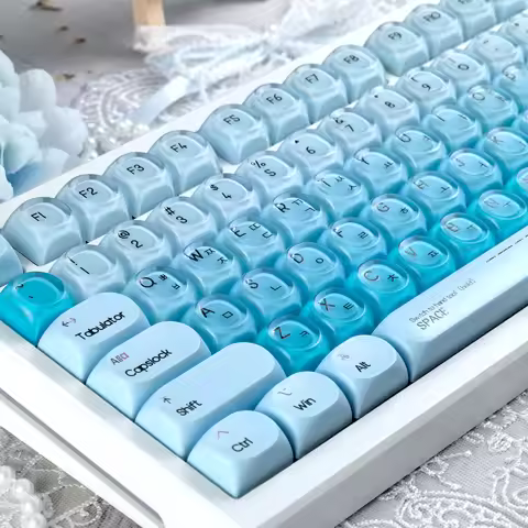 MAIMOOO Sky Blue Korean/Russian Keycaps PC HOA Foundation Keycaps Peach Blossom Pink AULA AJAZZ Cust