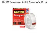 3M 600 Transparent Scotch Tape - 3⁄4" x 36 yds