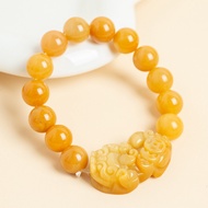 Cadia Bless YELLOW Fortune Energy pixiuแกะสลักลูกปัดบุรุษG1B