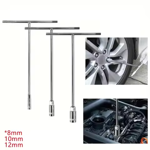 3pcs 8mm/10mm/12mm T-Handle Metric Socket Wrench Chrome Vanadium Steel Hex Socket Ideal for Motorcyc
