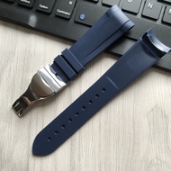 For 22mm Tudor Black Bay GMT Natural Rubber Silione watch band Special  Curved End  Black Blue Black