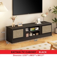 F&F: 6ft Kerman Cabinet TV Rattan Effect Up to 70inch TV / Rattan TV Cabinet Console Hingga 70 Inci 