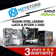 PWP ASRock B550M STEEL LEGEND mATX & AMD RYZEN 3 3100 PROCESSOR
