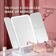 3 Modes Rechargeable LED Desk Mirror Vanity Mirror With Lights Makeup Mirror Touch Control Adjustabl
