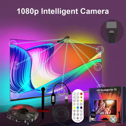 USB TV LED Backlight Sync to Screen For 40-65Inch Real-Time RGBIC With Camera LED Light Strip For 4K