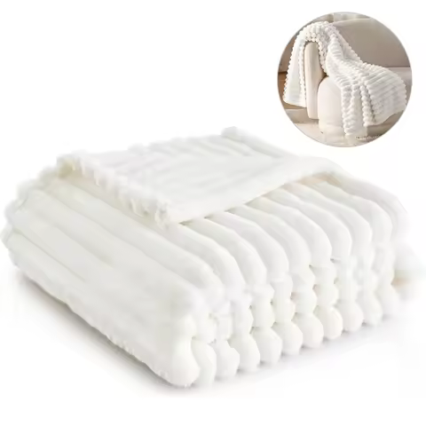 White Fleece Throw Blanket for Couch - Super Soft Cozy Blankets for Women, Cute Small Blanket for Gi