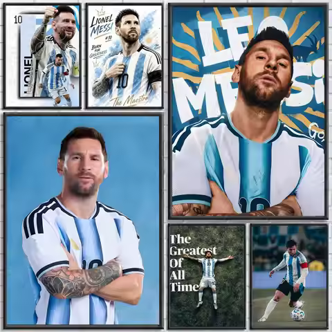 Athlete MESSI Poster Self-adhesive Art Waterproof Paper Sticker Coffee House Bar Room Wall Decor
