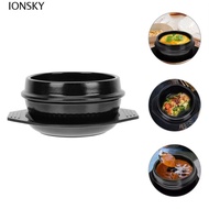 IONSKY Casserole Clay Pot, 16cm Size with Tray Korean Stone Pot, Stew Pot Anti-scald Non Stick Heat-