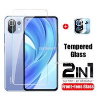 For Xiaomi 11 Lite 5G NE 2023 Screen Protector 2in1 Full Cover Clear Tempered Glass For Mi 11 11Lite Mi11 T 11T Pro 11TPro Phone Protective Glass Camera Lens Film