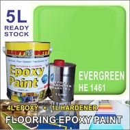 HE 1461 EVERGREEN  ( 5L ) HEAVY DUTY BRAND Two Pack Epoxy Floor Paint - 4 Liter Paint + 1 Liter hardener