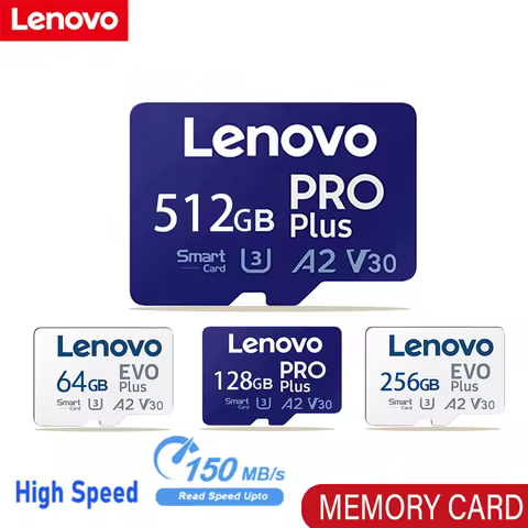 Lenovo High Speed Memory Card 32GB/64GB/128GB/256GB/512GB UHS-I U3 V30 A2 Micro SD TF for Smartphone