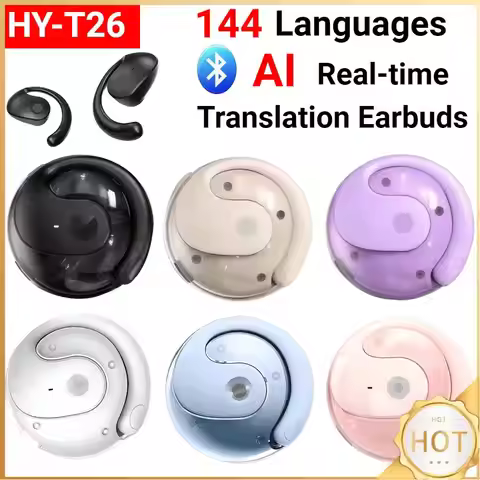 Wireless BT AI Real-time Language Translation Earphones 144 Languages Ear Hanging Headphone Translat