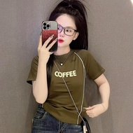 Áo Thun Ôm Body Nữ Borip Baby Tee 35~55kg Chạy Viền Tôn Dáng Cotton Mềm Mịn (Mã T05 Coffee)