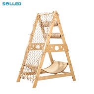 Cat Tree Modern Cat Tower Solid Wooden Cat Tree With Hammock Scratching Post Climbing Web Hanging Si
