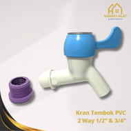 Kran Tembok PVC 2 Way 1/2 3/4
