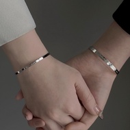 Couple Bracelet s999纯银情侣手镯女素圈镯子足银轻奢小众设计高级感精致银饰手饰