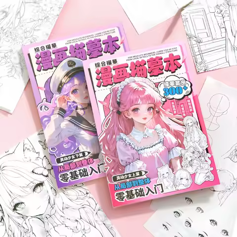 1 Comic Sketchbook, Tracing and Drawing Book, Line Drawing Book, Doodle and Painting Book, Picture B