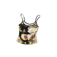 Sweet Animal Print Polka Dot Sleeveless Womens Design Slimming Short Top 1JINN STUDIO Casual Wear Ou
