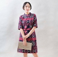 DRESS TENUN TORAJA MERAH BAJU TENUN DRESS BATIK DRESS WANITA