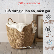 Giỏ đựng quần áo mền gối mây tre đan cỡ lớn Smile Decor phong cách Bắc Âu