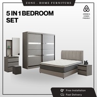 ⭐FREE INSTALLATION⭐ZONE Dublin Bedroom Set ~ Wardrobe ~ Bedframe ~Dressing Table ~Stool ~ Bilik Tidu