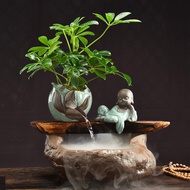 Home small living room fish tank water device decoration decoration Feng Shui lucky fountain desktop new Chinese creativ
