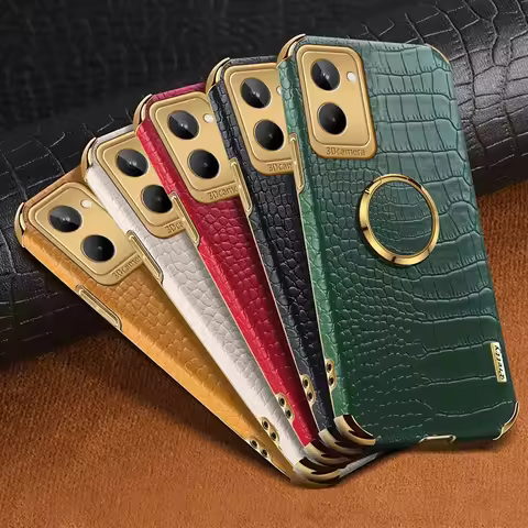 Luxury PU Leather Phone Case For Realme 9 10 Pro Plus 9i Cover Ring Holder Silicone Protection Case 