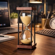 15-Minute Decorative Sand Hourglass | Classic Wooden Frame Glass Timer | Desk Interior Decor