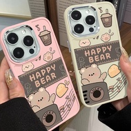 Lucky Cute Bear Phone Case Compatible for IPhone 11 12 13 Pro 14 15 7 8 Plus SE 2020 XR X XS Max Casing Transparent TPU Silicone Lens Protection Soft Shockproof Casing