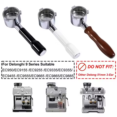 51mm Bottomless Portafilter For Delonghi 9 Series Coffee Machine EC9155/EC9255/EC9335/EC9355/EC9455/