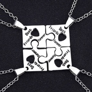 4 Pcs/Set `Best Friend Forever` Bff Friend Necklace Set 4 Pieces Puzzle Hand Stamped Friendship Perf