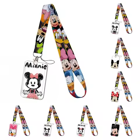 Disney Minnie Mouse POUT Cartoon Couple Keychain Set Student ID Access Card Holder Work Dinner Bust 