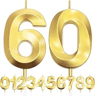 60th Birthday Candle, 3D Design Gold Glitter Number Candles, Cake Topper Decorations, Cake Candle fo