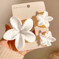 3pcs Y2K Style 4cm/1.57in Mixed Colors Flower Shaped Lightweight Plastic Hair Clips, Fashion Versati